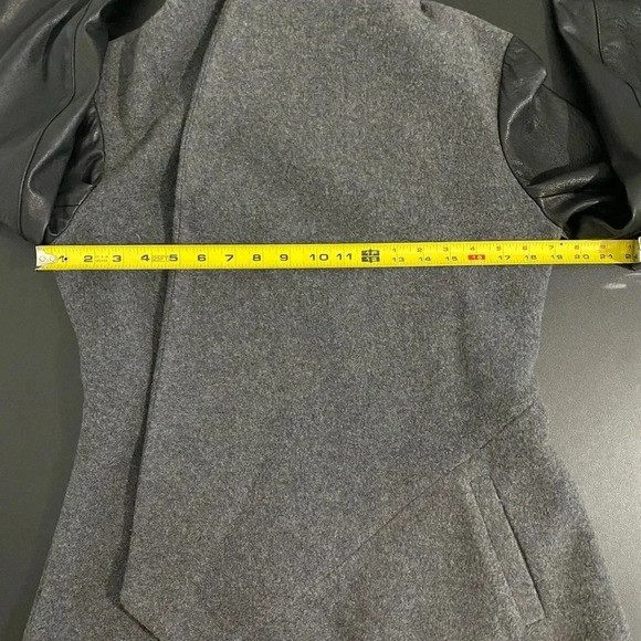 Theory Laura Leather Wool Cashmere Jacket Pea Coat - Picture 7 of 11